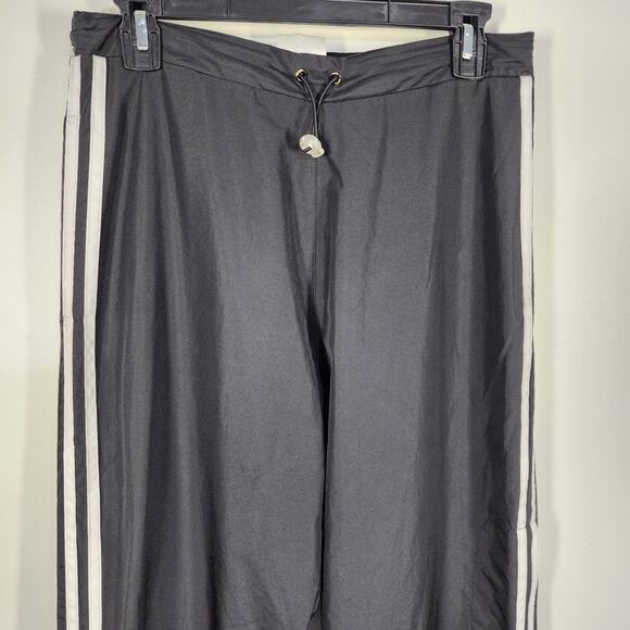 Adidas Womens Windbreaker Track Pant Black Large Training Warm Up 3 Stripe Y2K - Picture 4 of 13